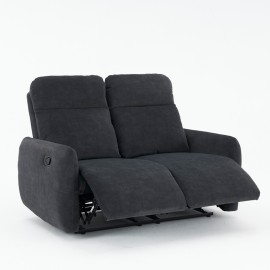 Grey Velvet Manual Recliner 2 seater sofa