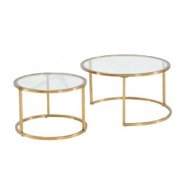 Frame Nesting Round Coffee Table With Glass Top