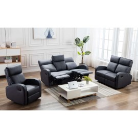 Boston Recliner Sofa 3+2+1 set Dark Grey  Bounded leather 