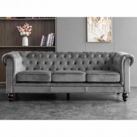 Chesterfield velvet 3 seater sofa blue or grey