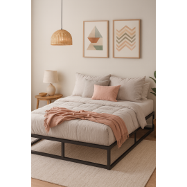 Basics Metal Platform Bed Frame with Slatted Frame Double Bed