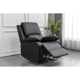1 SEAT ARMCHAIR RECLINER SOFA IN BONDED LEATHER BLACK