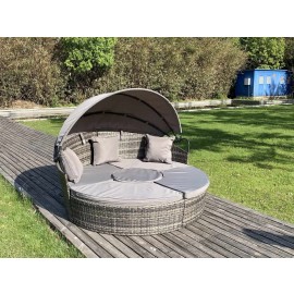 sun lounger Daybed mixed grey rattan with cushion