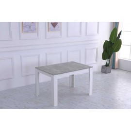 Dining table- Grey stone top with high gloss white legs