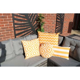 ASHCRAFT WATERPROOF OUTDOOR SCATTER CUSHION SET IN YELLOW PATTERN