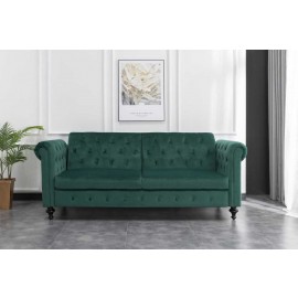 Velvet Sofa Bed 3 Seater Green Classic Design