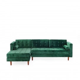 Scott 4 Seater Left Hand Facing Chaise End Corner Sofa in Green