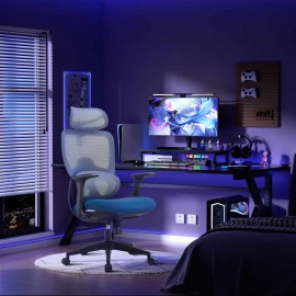 PREMIUM FABRIC BLEND ERGONOMIC OFFICE CHAIR SWIVEL COMPUTER TASK CHAIR WITH HEADREST