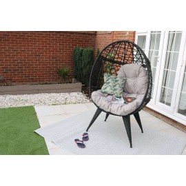LEISURE STANDING EGG CHAIR IN BLACK WITH RAIN COVER