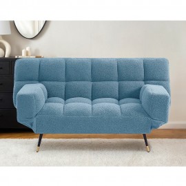 MELODY BLUE BOUCLE FOLDABLE SOFA BED WITH ADJUSTABLE ARMS