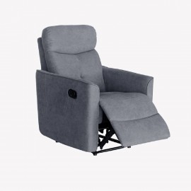 PABLO GREY PLUSH MANUAL ONE SEATER RECLINER SOFA / ARMCHAIR