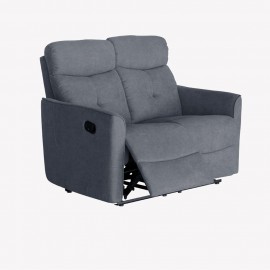 PABLO GREY PLUSH MANUAL TWO SEATER RECLINER SOFA / ARMCHAIR