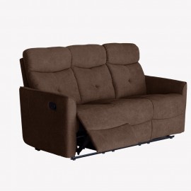 PABLO BROWN PLUSH MANUAL THREE SEATER RECLINER SOFA / ARMCHAIR