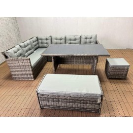 Rosen 9 Seater Corner Sofa Dining Set with Rain Cover