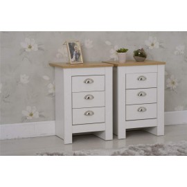 Country Style Bedside Table A Pair White