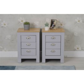 Country Style Bedside Table A Pair Grey