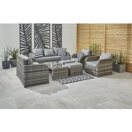 9 SEATER RATTAN GARDEN FURNITURE CUBE SET IN GREY
