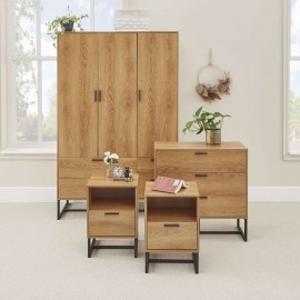 BELLUNO INDUSTRIAL STYLE BEDROOM SET WITH 3 DOOR WARDROBE