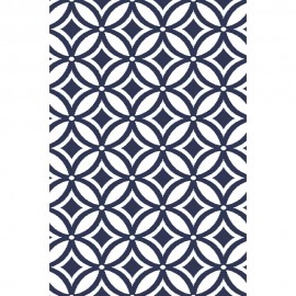 SUMMER FUSHION OUTDOOR GARDEN WATERPROOF REVERSIBLE RECTANGLE RUG IN BLUE AND WHITE LARGE