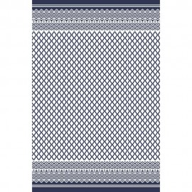 SUMMER FUSHION OUTDOOR GARDEN WATERPROOF REVERSIBLE RECTANGLE RUG IN BLUE AND WHITE LARGE