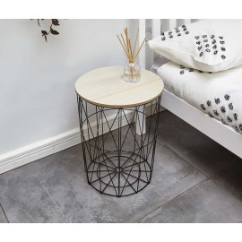 Kemi Round single metal wire side table with Storage