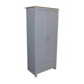 2 Door Grey And Oak Drawer Wardrobe