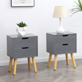 SET OF 2 AGATA GREY HIGH GLOSS 2 DRAWER BEDSIDE TABLES