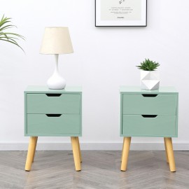 SET OF 2 AGATA GREEN HIGH GLOSS 2 DRAWER BEDSIDE TABLES