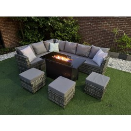 Rosen 9 seater dining set with aluminum fire pit table set