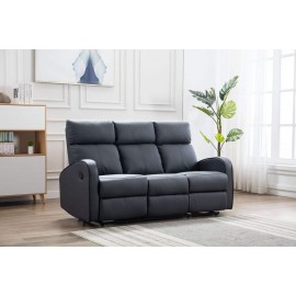 grey bounded leather recliner sofa 3 seat
